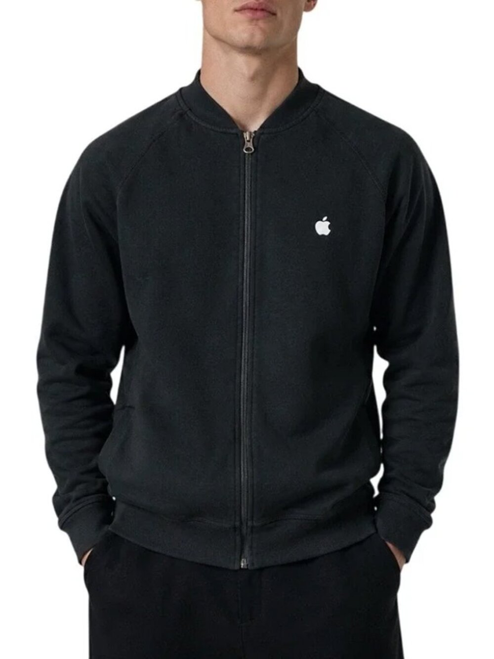 Apple Store Employee Full Zip Up Bomboer Jacket Black Embroidered Logo Men’s XL